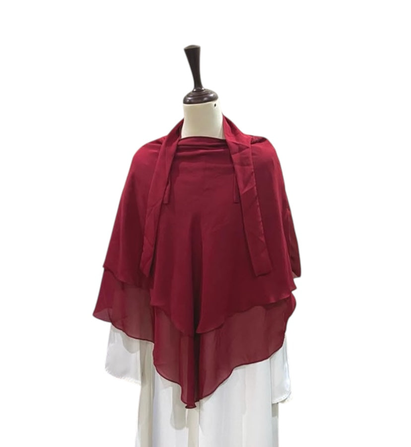 Maroon 2 Layer Khimar