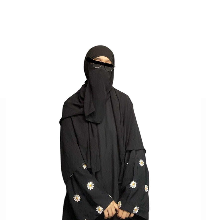 Black Flower Embroidery Abaya