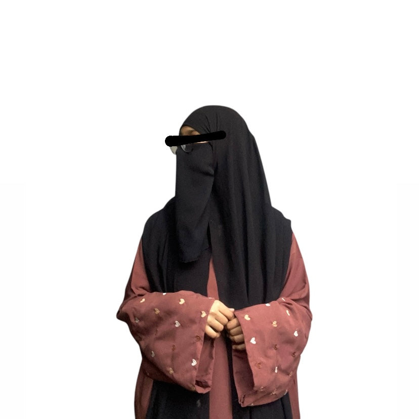 Choco Hearts Embroidery Abaya