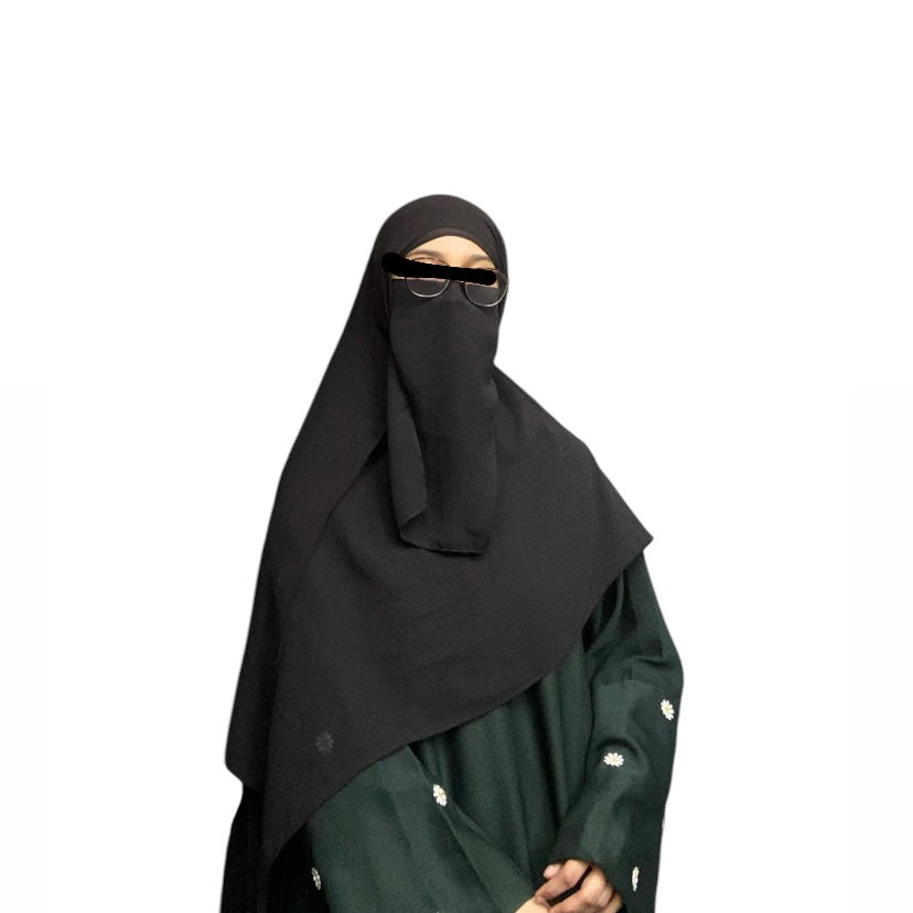 Bottle Green Flower Embroidery Abaya