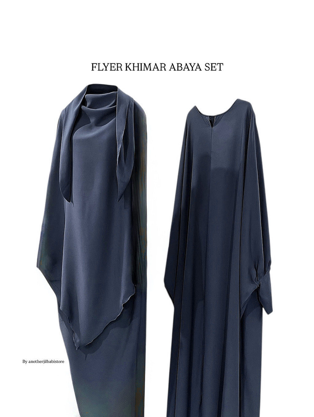 Ash Grey kaftan Abaya Khimar Set ( Single Layer Khimar )