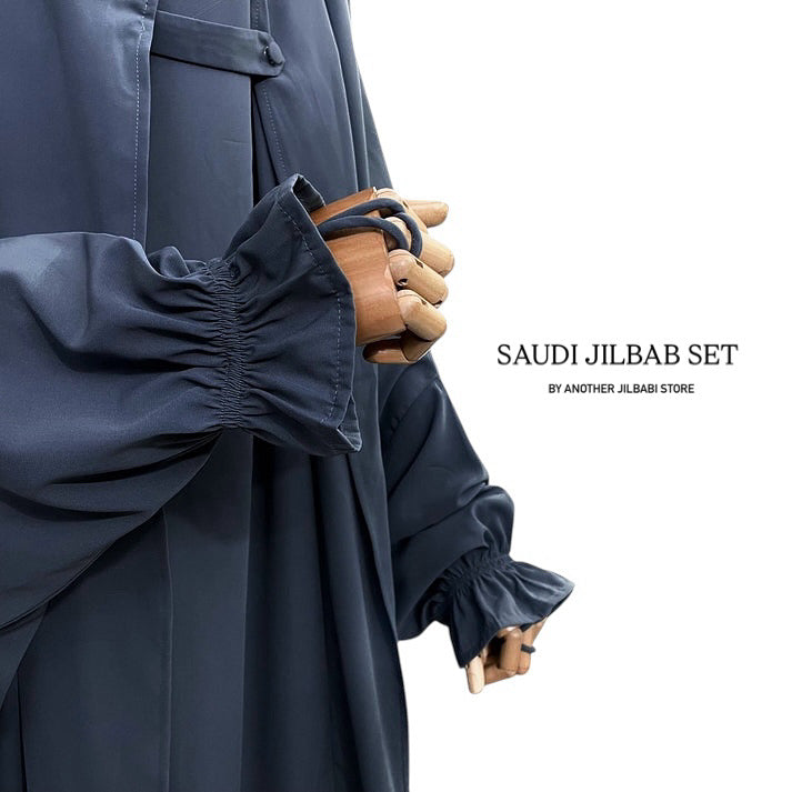 Dark Ash Grey Saudi Jilbab Set