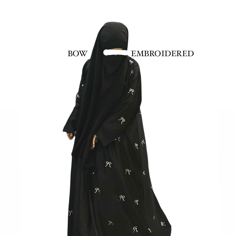 Black Bow Embroidered Abaya