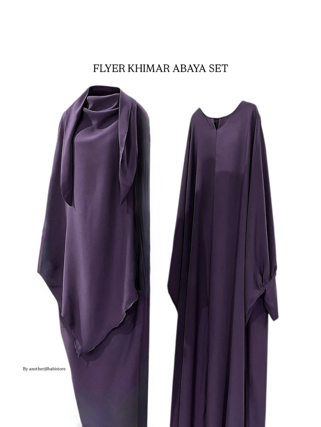 Royal Purple kaftan Abaya Khimar Set ( Single Layer Khimar )