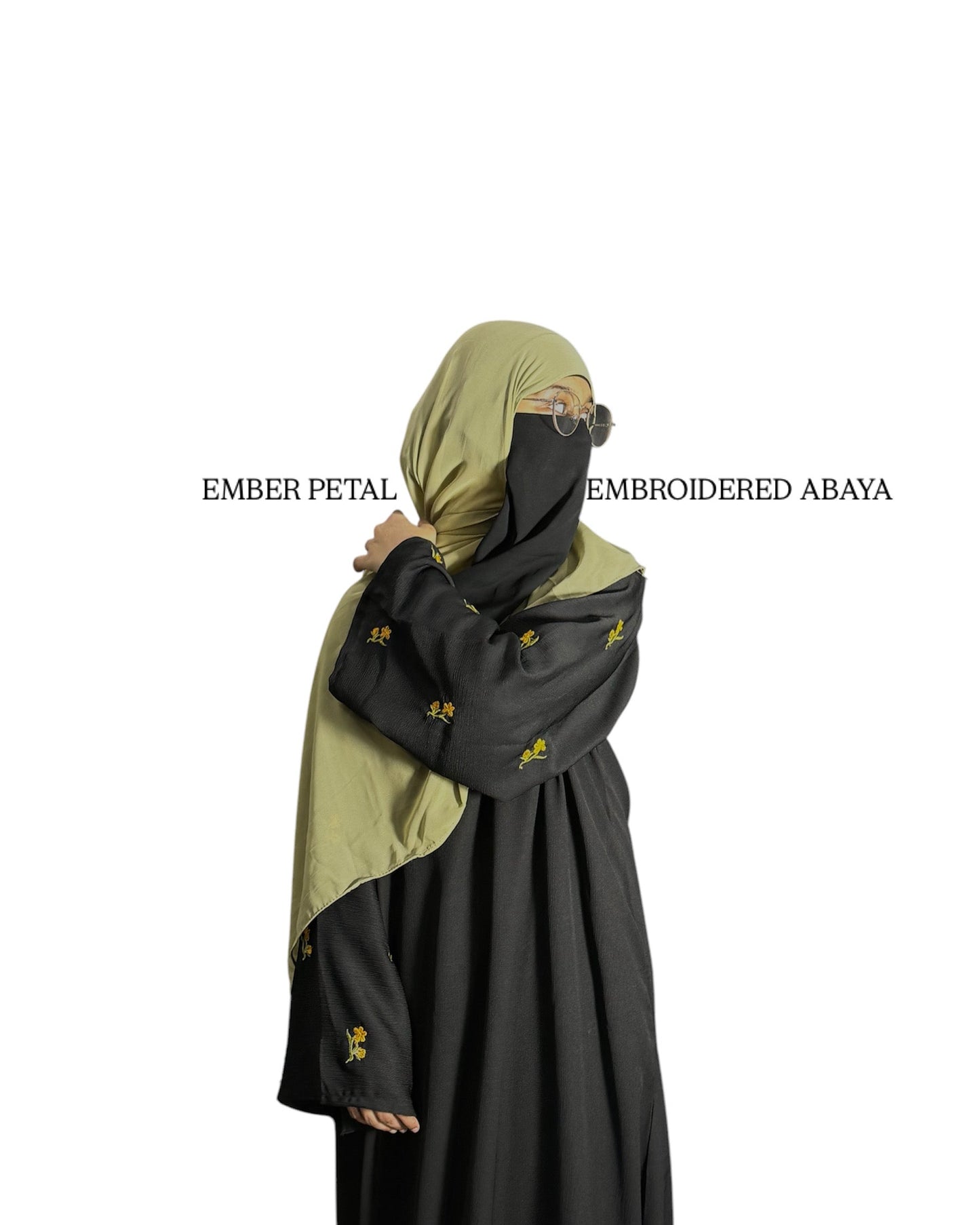 Ember Petal Embroidered Abay