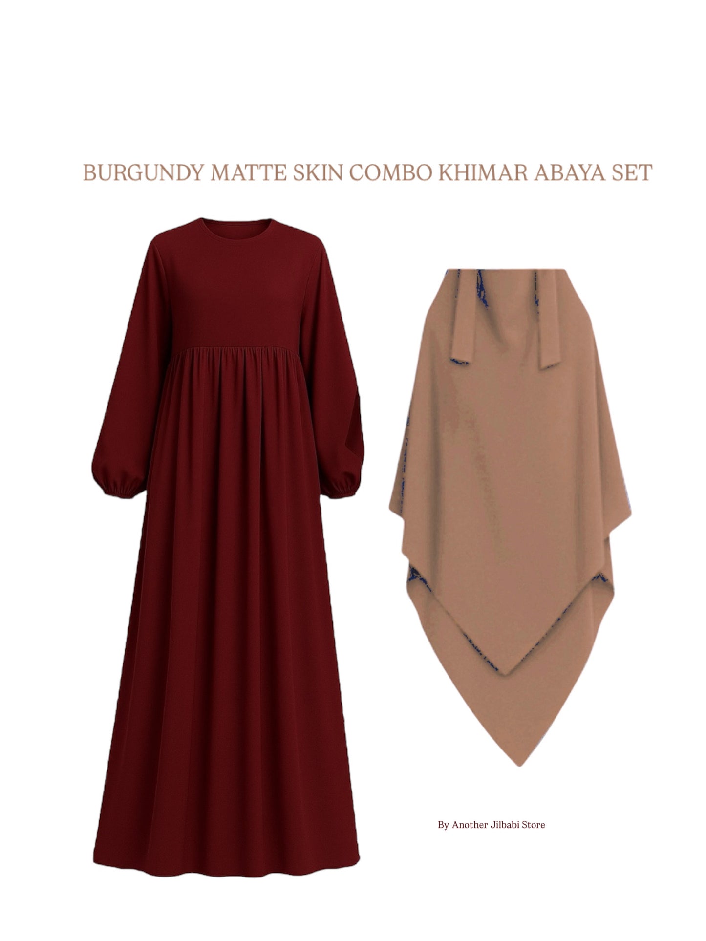 Khimar Abaya Set ( Maroon Skin matte Combo )