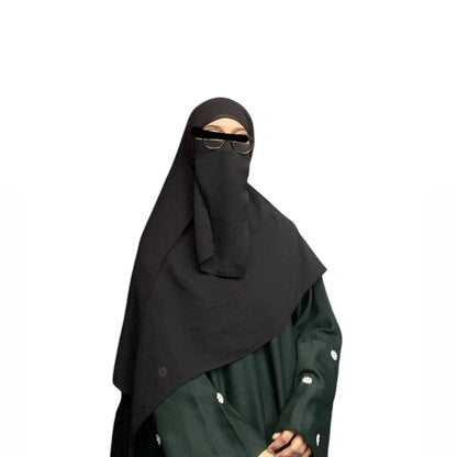 Bottle Green Flower Embroidery Abaya