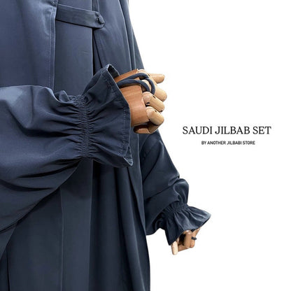 Dark Ash Grey Saudi Jilbab Set