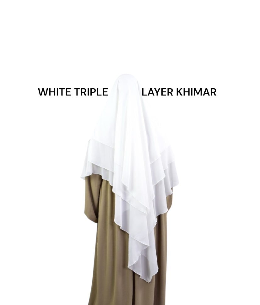White 3 Layer Khimar
